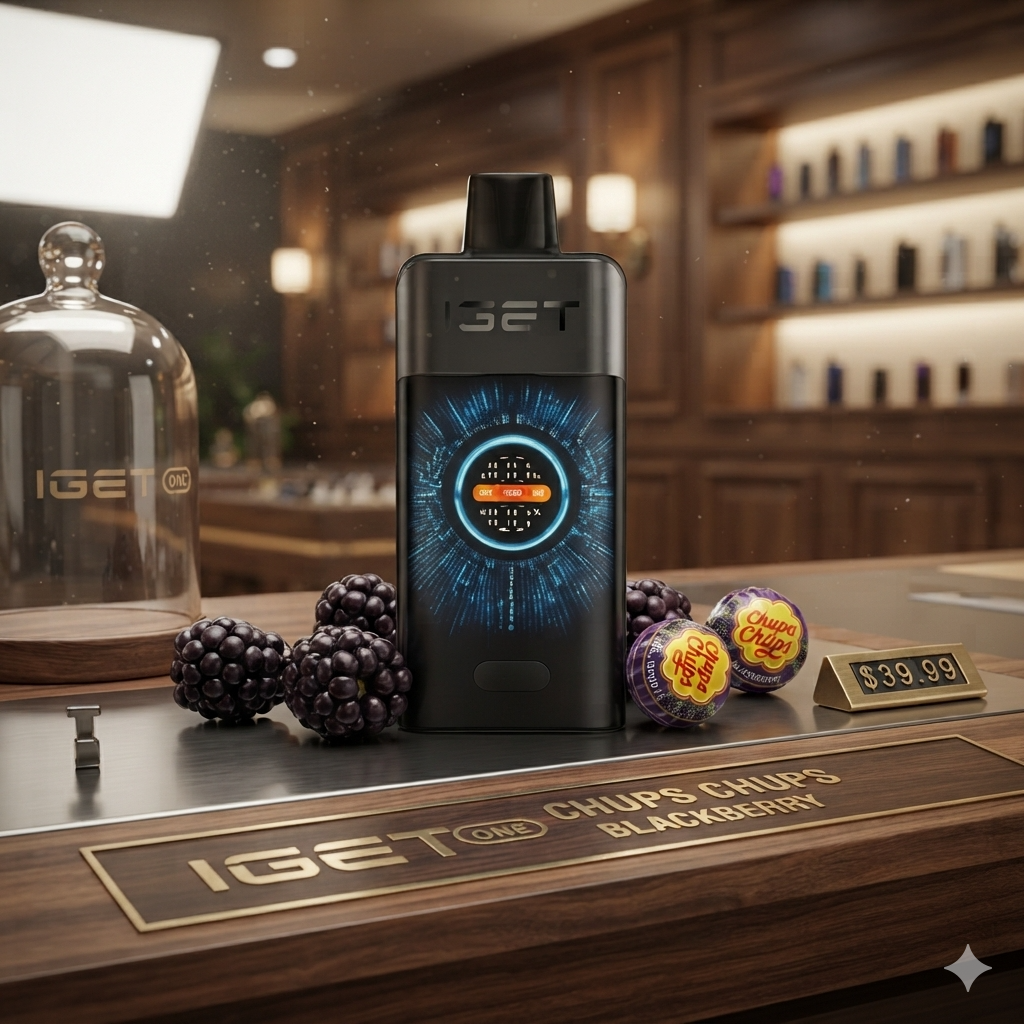 Discover the IGET One Chupa Chups Blackberry review. Explore its sweet blackberry candy flavour, 10,000+ puffs, dual mesh coil, specs, and user guide.
